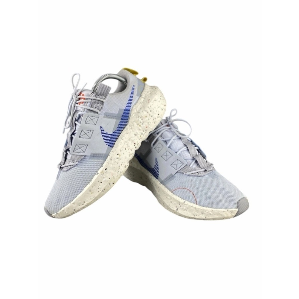 Nike Men's Light Blue Sneakers with Purple Swoosh and Yellow Heel Tab - Picture 2 of 9